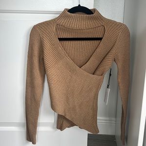 ASTR the Label: Ribbed Mock Neck Ribbed Wrap Sweater